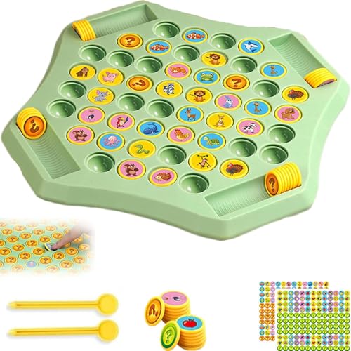 Flip -Match -Brettspiel, Flip -Schach -Speicherspiel, Bildungsspiele für Kinder & Kleinkinder, Plastikschachbrettspiele mit 52 Runden und 2 Drehen von Stiften für Partyaktivitäten (Animal) von Frenaki