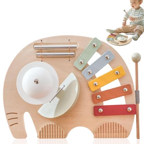 Frenaki Kleinkindmusikspielzeug, Elefantenform Kinder Musikspielzeug, sensorisches Spielzeug, pädagogische Xylophon -Chime -Entwicklungs -Percussion -Instrumente für Kinder Geburtstag (1Pc) von Frenaki