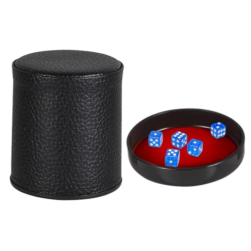 Würfelbecher-Set aus PU-Leder mit Deckel und 6 blauen, durchscheinenden Würfeln, Würfelbecher mit Samt-Innenseite, leise im Schütteln für Lügner, Würfel, Farkle, Yahtzee, Spiele, Brettspiel Würfelbecher-Set aus PU-Leder mit Deckel und 6 blauen, durchscheinenden Würfeln, Würfelbecher mit Samt-Innenseite, leise im Schütteln für Lügner, Würfel, Farkle, Yahtzee, Spiele, Brettspiel von Fresilkora
