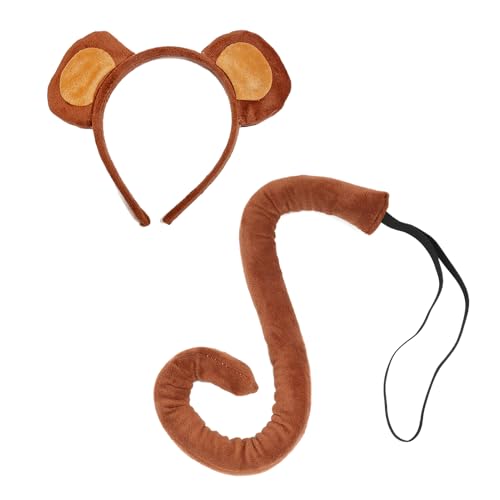 Frfik Affen Stirnband Ohren Und Schwanz Set,Affen Haarreif Mit Schwanz - Tierkostüm Karneval Fasching Accessoires Für Kostümfeste Und Verkleidungspartys Frfik Affen Stirnband Ohren Und Schwanz Set,Affen Haarreif Mit Schwanz - Tierkostüm Karneval Fasching Accessoires Für Kostümfeste Und Verkleidungspartys von Frfik