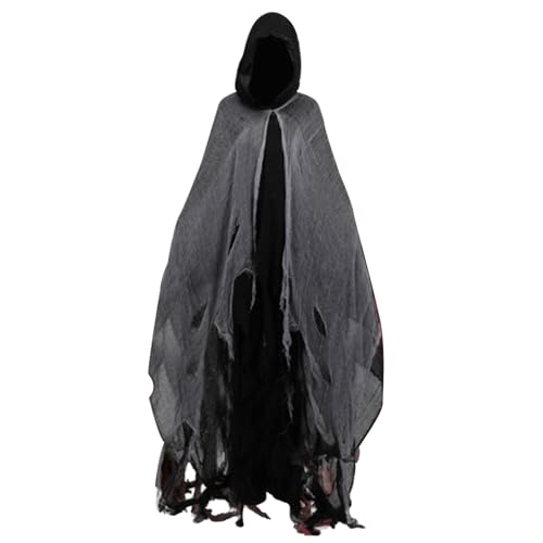 Frfik Grusel Umhang Halloween | Kapuzen Umhang Geist Kostüm | 2024 Neu Cosplay Umhang Set | Unisex Sensenmann Verkleidung Für Erwachsene Herren Damen Ideal Für Horror Party Cosplay Events von Frfik