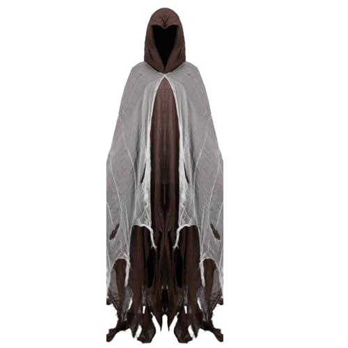 Frfik Grusel Umhang Halloween | Kapuzen Umhang Geist Kostüm | 2024 Neu Cosplay Umhang Set | Unisex Sensenmann Verkleidung Für Erwachsene Herren Damen Ideal Für Horror Party Cosplay Events von Frfik