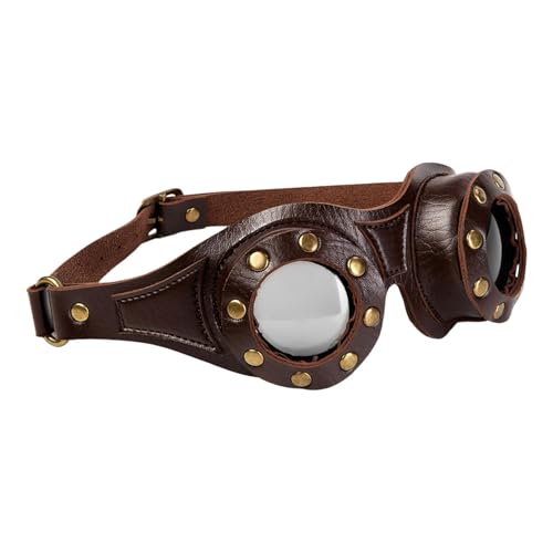 Steampunk -Schutzbrille - Vintage -Brille | Veränderliches farbiges Objektiv | PU 0,98 Zoll Retro Modesaugenausrüstung, Festivalkostümdekor, einzigartiges Geschenk für Männer und Frauen, Foto von Frfik