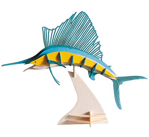 Fridolin GmbH 3D Tier Modell aus Papier - Segelfisch 3D Papiermodell - Segelfisch - b/h/t: ca. 15,5 × 12 × 5 cm (montiert) von Fridolin