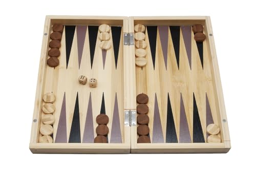 Fridolin Bamboo Game - Backgammon aus Bambus; Geöffnet: 28 x 2 x 29,4 cm; Inkl. Anleitung von Fridolin