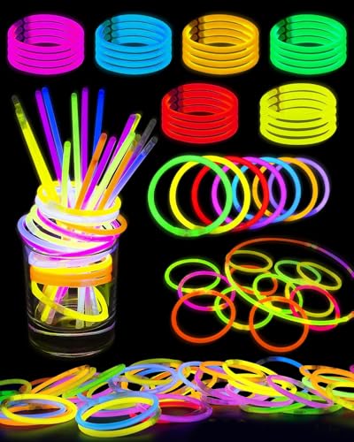 Knicklichter Party Set, Helle Knicklichter Party Set für Kinder, 100 Stück Leuchtstäbe, 100 Verbinder, 5 Farben, Neon Knicklichter Ketten Sets für Halloween decoratio, Party Deko von Friedwohl