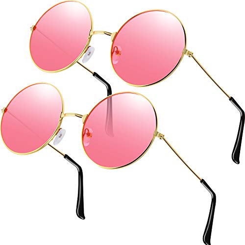 2 Stück Brille Rosa Runde Hippie Brille Retro Hippie Brille Hippie Kostüm Brille Herren Damen Brille 2 Stück Brille Rosa Runde Hippie Brille Retro Hippie Brille Hippie Kostüm Brille Herren Damen Brille von Frienda