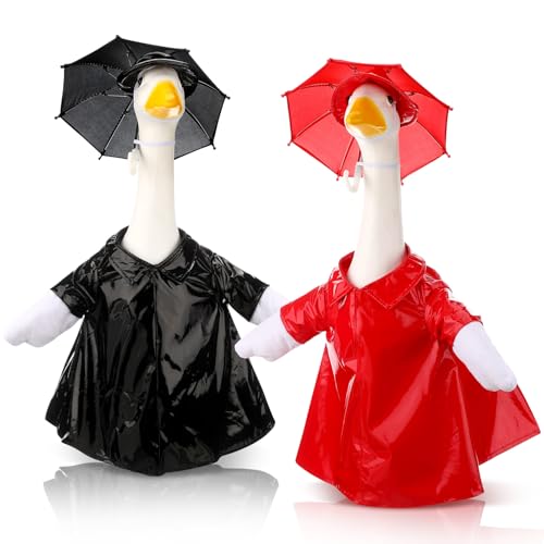 Frienda 2er-Set Gänse-Kostüm, 58,4 cm, Veranda, Gans, Kostüm, Bienengarten, Regenmantel, Sonne, Stern, Geburtstag, Angeln, Stil für Sommer, Rasen, Terrasse, Dekoration (rot-schwarzer Regenmantel) von Frienda