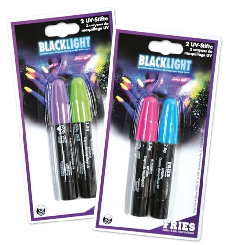2 UV Stifte für Karneval, Fasching, Party, sort. Farben von Fries