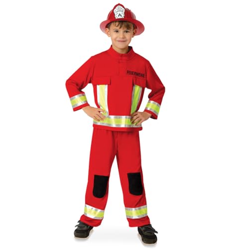 Fries Faschingskostüm „Fireman“ für Kinder – Der mutige Feuerwehrheld in leuchtendem Rot (98) von FRIES