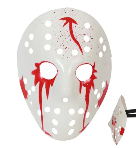 Fries Horror Hockey Halbmaske mit Blutflecken für Halloween, Party, Event von FRIES