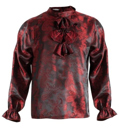 Fries Vampirhemd rot | Hemd für Kostüme | Pirat Gothic Erwachsene (weinrot, XXL) von FRIES