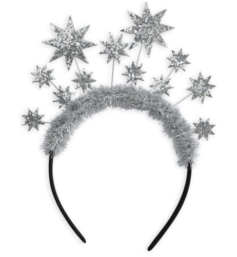 Haarreif mit Glitzer Sternen Karneval Fasching Kopfschmuck Festival silber Kopfbedeckung von FRIES