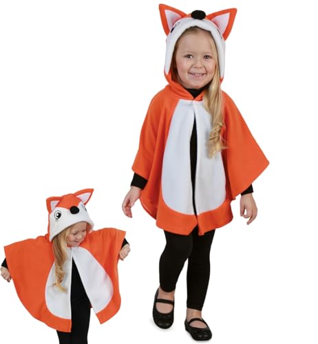 Kinder Kostüm Cape Fuchs - Hellbraun mit Kapuze und niedlichem Gesicht (98) von FRIES