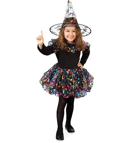 Kleid Funkelhexe für Halloween, Fasching oder Event, erhältlich in den Größen: 104, 116, 128 (104) von FRIES