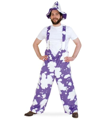 Kostüm Lila Kuh | Kuhhose Latzhose aus Plüsch lila weiß | Erwachsene Fasching Karneval (XXL) von FRIES