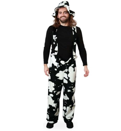 Kostüm Lila Kuh | Kuhhose Latzhose aus Plüsch schwarz weiß | Erwachsene Fasching Karneval (M) von FRIES