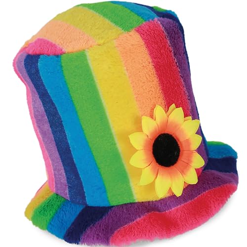 Regenbogen Zylinder Rainbow-Hut mit Sonnenblume KW 58 cm für Erwachsene Kostüm-Zubehör Fasching Karneval Pride CSD von FRIES