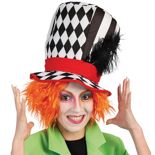 Zylinder Hut Pierrot Harlekin KW 58 cm schwarz-weiß für Erwachsene Kostüm-Zubehör Fasching Karneval von Fries