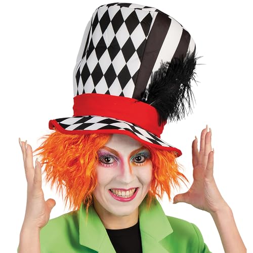 Zylinder Hut Pierrot Harlekin KW 58 cm schwarz-weiß für Erwachsene Kostüm-Zubehör Fasching Karneval von FRIES