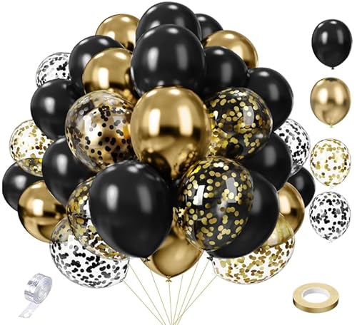 62 Stück 30,5 cm große schwarze und goldene Luftballons-Set, metallisch, goldfarben und schwarz, Ballonbogen mit Konfetti-Ballons, Helium-Ballons, goldene und schwarze Party-Dekorationen für 62 Stück 30,5 cm große schwarze und goldene Luftballons-Set, metallisch, goldfarben und schwarz, Ballonbogen mit Konfetti-Ballons, Helium-Ballons, goldene und schwarze Party-Dekorationen für von Frigg