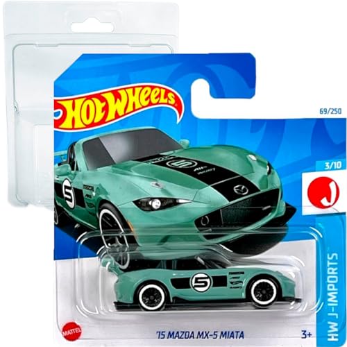 Friki Monkey Hot Wheels '15 Mazda MX-5 Miata HW J-Imports 3/10 (69/250) HTC42 Short Card Mattel 2024 + Blister- und Kartenschutzpaket von Friki Monkey