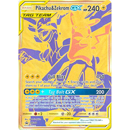 Große Pokémon-V-Karte, Jumbo-Karte, XXL, Promokarte, offizielle Karte, englische Sprache (Pikachu & Zekrom GX) von Friki Monkey