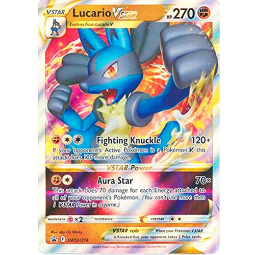 Pokemon Giant Promo Karten, GX, VMAX, EX, Vstar oder V Karte, XXL Jumbo Karte, Pokémon Promo Box Karte, offizielle englischsprachige Karte (Lucario Vstar SWSH214) von Friki Monkey