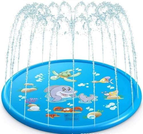 Wasserspiele für Kinder 170 x 170 x 15cm, Sprinkler für Hunde Spritz wasserspiel Matte, Splash Pad mit rutschfeste einstellbare Wasserhöhe | SPLASHYFUN Wasserspiele für Kinder 170 x 170 x 15cm, Sprinkler für Hunde Spritz wasserspiel Matte, Splash Pad mit rutschfeste einstellbare Wasserhöhe | SPLASHYFUN von Frilla