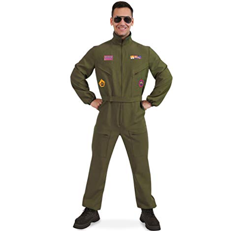 Fritz Fries & Söhne GmbH & Co Herren Kostüm Kampfpilot Overall grün Militär Pilot Flieger-Uniform (L) von FRIES