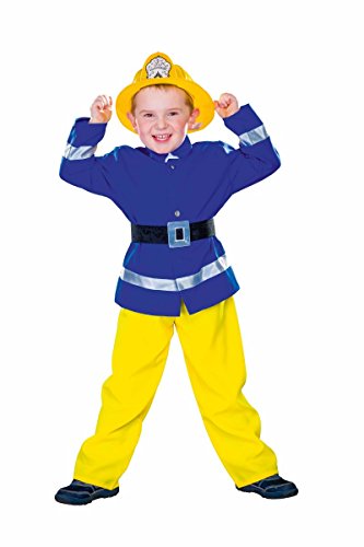 Generique - Feuerwehrmann Kinder-Kostüm Blau-Gelb-Schwarz von FRIES