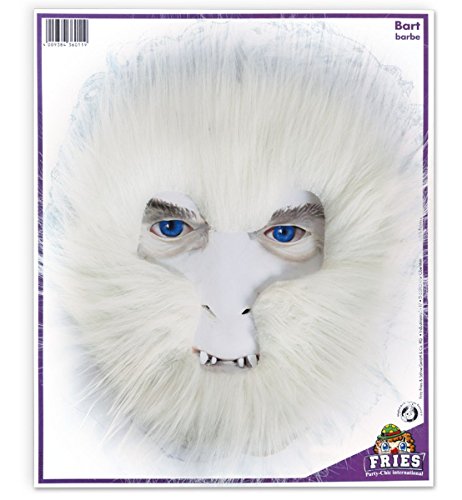 Yeti Fellmaske weiß Bart Maske Tiermaske Vollmaske Gesichtsmaske Schneemensch von FRIES