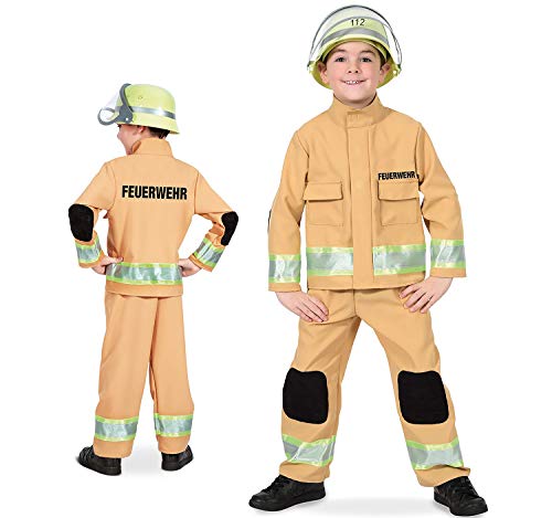 Fritz Fries & Söhne GmbH Kinder Feuerwehr Kostüm Sandfarben Berufs-Feuerwehr (128 mit Zubehör) von Fritz Fries & Söhne GmbH