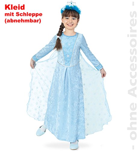 Kinder-Kostüm "EISPRINZESSIN" Kleid mit abnehmbarer Schleppe in Gr. 104-140 (104) von Partychic