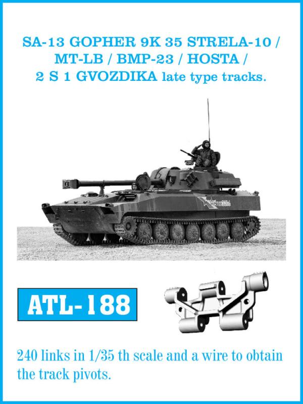 SA-13 GOPHER 9K 35 STRELA 10 / MT-LB / BMP23 / HOSTA / 2 S 1 GVODZIKA late type tracks. SA-13 GOPHER 9K 35 STRELA 10 / MT-LB / BMP23 / HOSTA / 2 S 1 GVODZIKA late type tracks. von Friulmodel