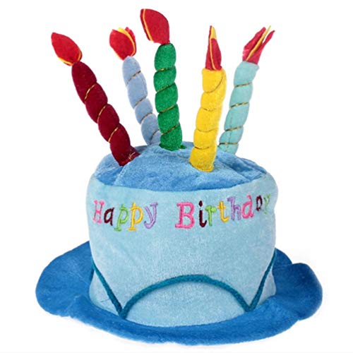 Frmarche Hüte in Tortenform, Samt, Geburtstagshut, mit Kerzen, Zubehör für Partykostüm Geburtstag für Erwachsene Gr. One size, blau von Frmarche