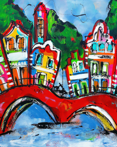 Fröhliche Malerei - Stadtansicht, 40x50cm / Mit Rahmen Fröhliche Malerei - Stadtansicht, 40x50cm / Mit Rahmen von Fröhliche Malerei