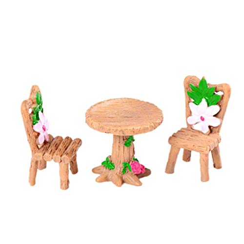 Froiny 3pcs Harz Miniatur-blumentabellen Stühle Feegarten Figur Statue Nettes DIY Puppenzubehör von Froiny