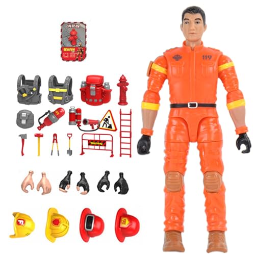 Frotox Feuerwehrmann Figuren Set Und Zubehör Für Kinder Modellfigur Bewegliche Feuerwehrmann Figur Spielzeugjungen Kollektion Sammlerfigur von Frotox