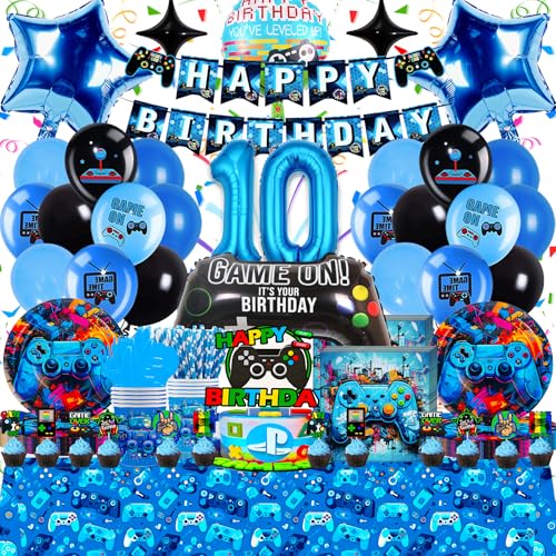 Videospiel Geburtstag Deko 10 Jahre - 94Teilige Geburtstagsparty Ballon Set, Gaming Geschirr in Blau und Schwarz, Hochwertig & Umweltfreundlich, ideal für Kindergeburtstagsfeiern und thematische Event Videospiel Geburtstag Deko 10 Jahre - 94Teilige Geburtstagsparty Ballon Set, Gaming Geschirr in Blau und Schwarz, Hochwertig & Umweltfreundlich, ideal für Kindergeburtstagsfeiern und thematische Event von Frotox