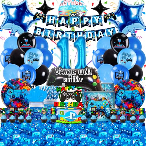 Videospiel Geburtstag Deko 11 Jahre - 94Teilige Geburtstagsparty Ballon Set, Gaming Geschirr in Blau und Schwarz, Hochwertig & Umweltfreundlich, ideal für Kindergeburtstagsfeiern und thematische Event Videospiel Geburtstag Deko 11 Jahre - 94Teilige Geburtstagsparty Ballon Set, Gaming Geschirr in Blau und Schwarz, Hochwertig & Umweltfreundlich, ideal für Kindergeburtstagsfeiern und thematische Event von Frotox