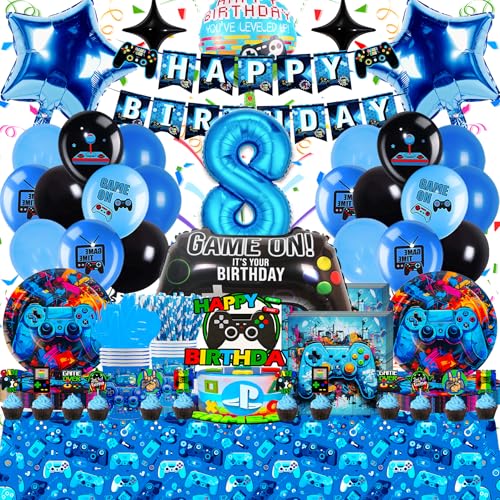 Videospiel Geburtstag Deko 8 Jahre - 93 Teilige Geburtstagsparty Ballon Set, Gaming Geschirr in Blau und Schwarz, Hochwertig & Umweltfreundlich, ideal für Kindergeburtstagsfeiern und thematische Event Videospiel Geburtstag Deko 8 Jahre - 93 Teilige Geburtstagsparty Ballon Set, Gaming Geschirr in Blau und Schwarz, Hochwertig & Umweltfreundlich, ideal für Kindergeburtstagsfeiern und thematische Event von Frotox
