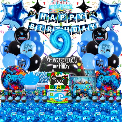 Videospiel Geburtstag Deko 9 Jahre - 93 Teilige Geburtstagsparty Ballon Set, Gaming Geschirr in Blau und Schwarz, Hochwertig & Umweltfreundlich, ideal für Kindergeburtstagsfeiern und thematische Event Videospiel Geburtstag Deko 9 Jahre - 93 Teilige Geburtstagsparty Ballon Set, Gaming Geschirr in Blau und Schwarz, Hochwertig & Umweltfreundlich, ideal für Kindergeburtstagsfeiern und thematische Event von Frotox