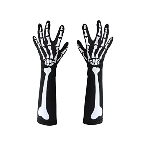 Frotox Weißes Skelett Lange Handschuhe Totenkopf Gesichtsmaske Half Bone Cosplay Kostüme Erwachsene Party Requisiten Outdoor Herren Gesichtsmaske von Frotox