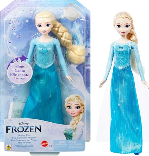 Disney HMG31 Die Schneekönigin Elsa, Singpuppe in ikonischem Kleid, 3 Jahre alt, verschiedene Farben, 1 Stück von Mattel