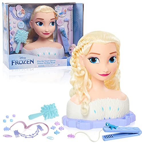 Just Play Disney Frozen 2 ELSA die Schneekönigin Frisierkopf Deluxe 30cm mit 17 Zubehörteilen für Styling-Spaß, ab 3 Jahren von Frozen