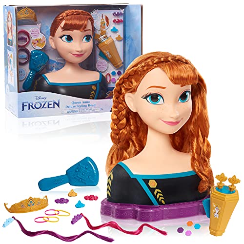 Just Play Disney Die Eiskönigin 2 Deluxe-Frisierkopf Königin Anna mit Zubehör, 18-teilig, rotes Haar, Kinderspielzeug ab 3 Jahren von Frozen