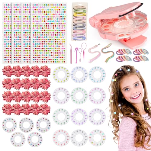 Frstem Hair Bedazzler Kit,Haar Diamanten Maschine und 77 Stück Accessoires,Haarsträhnen Kinder Glitter Mädchen,Haar Glitzer Gerät Strasssteine Hair Gemstone Styler von Frstem