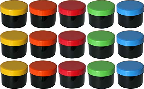 Frühes Forschen 15 Salbendosen flach schwarz, 35ml Inhalt mit farbigen Deckeln Frühes Forschen 15 Salbendosen flach schwarz, 35ml Inhalt mit farbigen Deckeln von Frühes Forschen