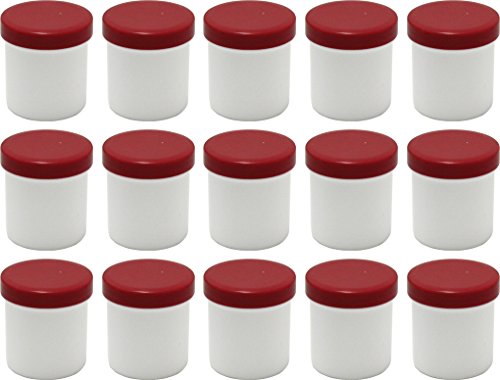 15 Salbendöschen, Creme-döschen, Salbenkruken hoch, 12ml Inhalt mit roten Deckeln - Made IN Germany von Frühes Forschen